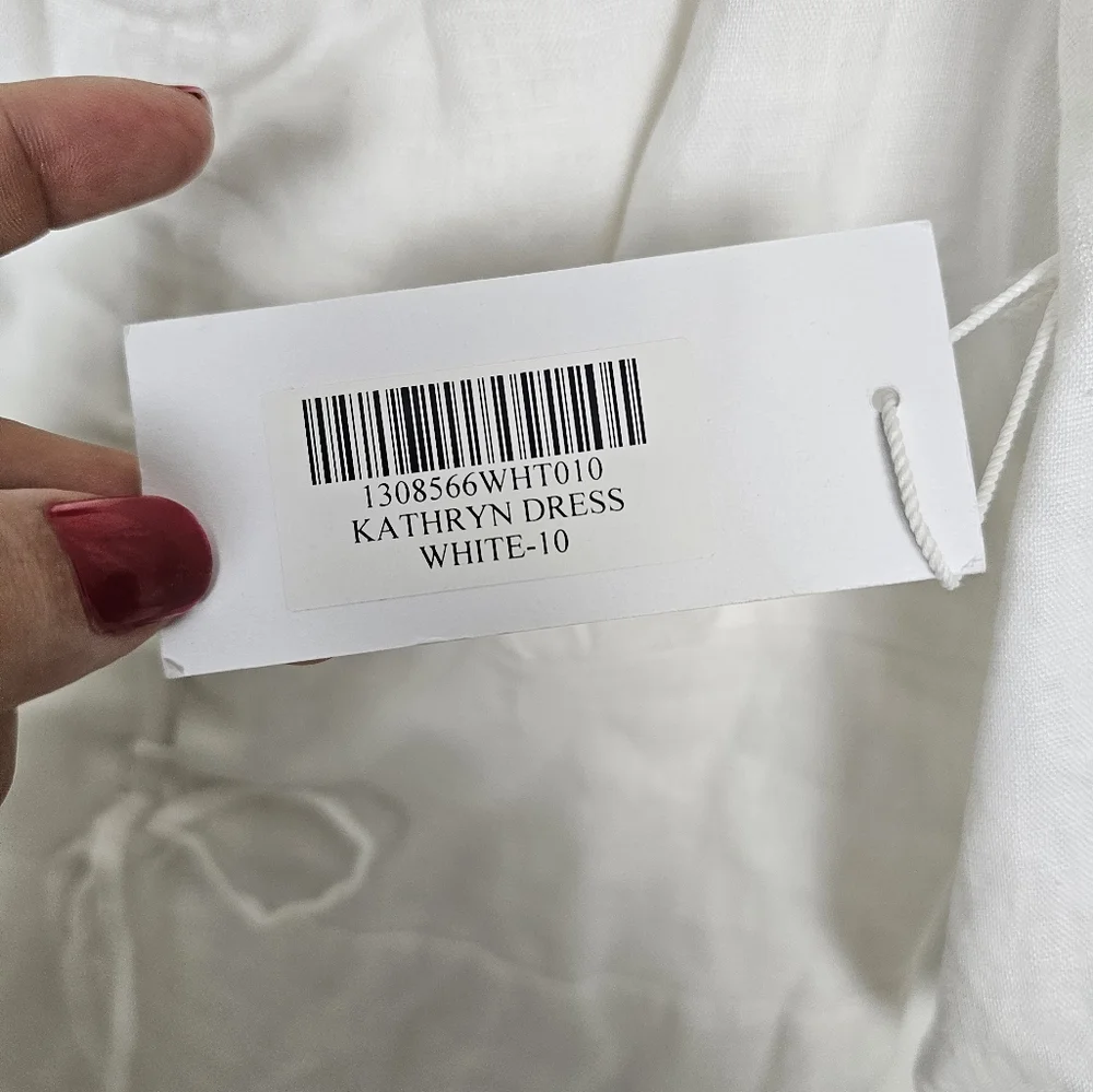 Reformation Kathryn Dress Mini White Linen New With Tag Size 10 - Picture 3 of 5